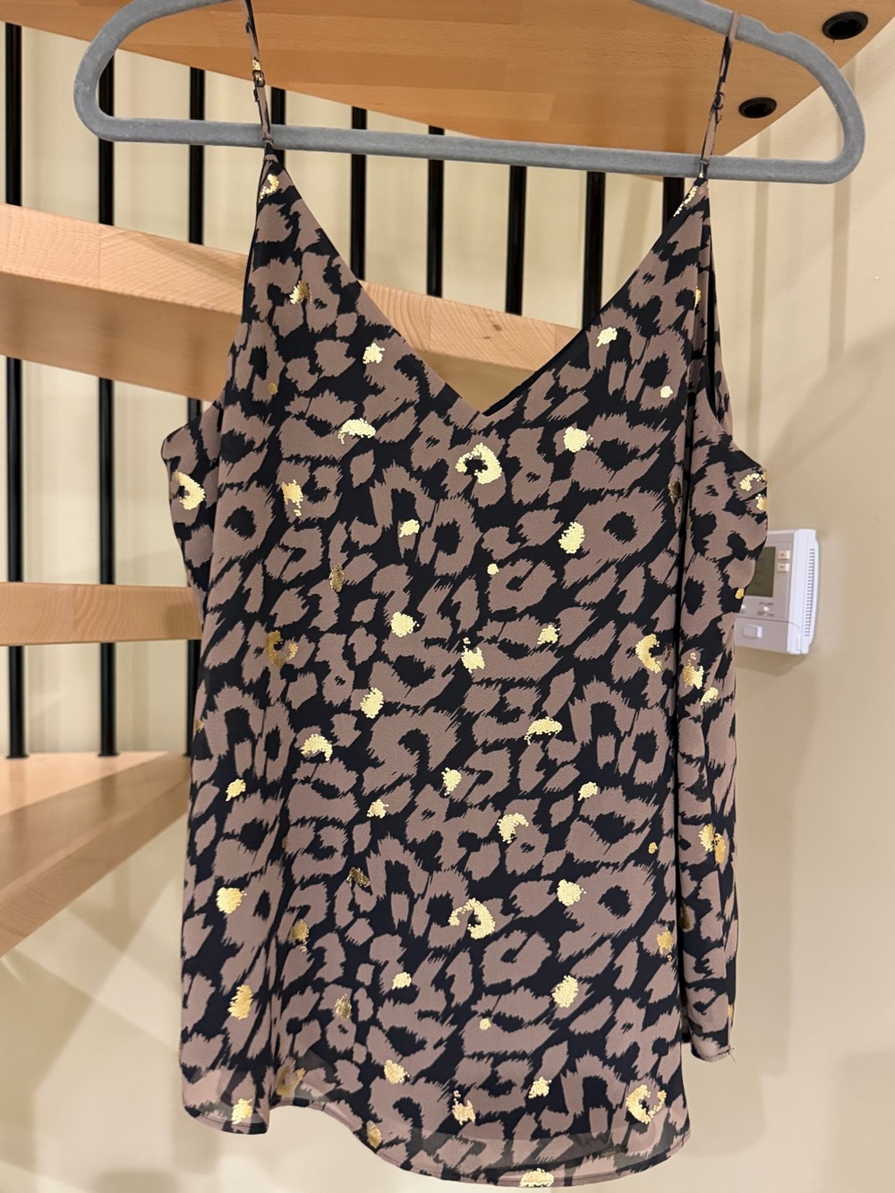 Express V-Neck Cami Tank Top - Black & Metallic Gold - Picture 6 of 9